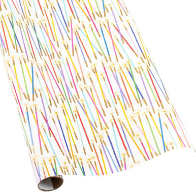 Caspari Gift Wrapping Paper, Party Candles - 30" x 8' Roll (10004RC)