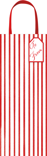Caspari Wine & Bottle Gift Bag, Stripes For Days - Red and White (10092B4)