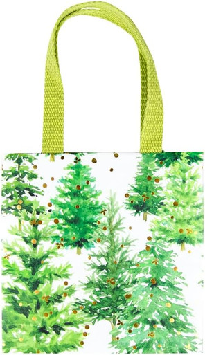 Caspari Small Square Gift Bag, White Christmas (10095B1.5)