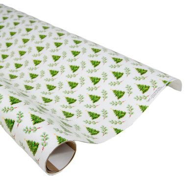 Caspari 6' Continuous Gift Wrap Roll, Little Christmas Trees (10106RC)