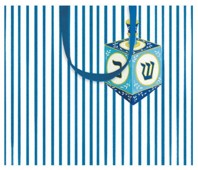 Caspari Large Gift Bag, Dreidel And Stripes (10113B3)