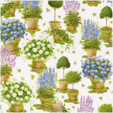 Caspari Gift Wrapping Paper, Potted Hydrangeas - 30" x 8' Roll (10114RC)