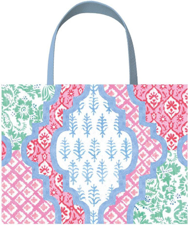 Caspari Small Square Gift Bag, Provencale Cotton Pink Multi (10116B1)