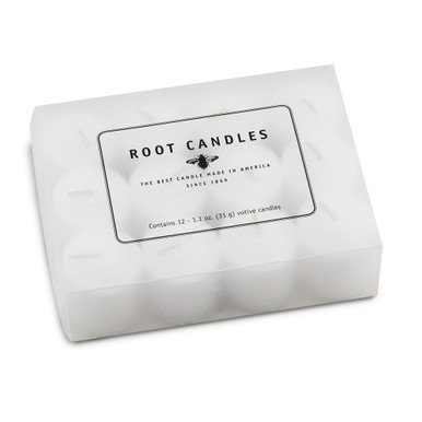 Root Unscented 10-Hour Votives, Box of 12 - White (10117U)