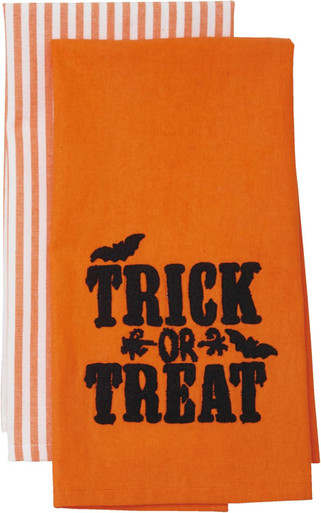 C&F Home Kitchen Towel, Trick or Treat Stripe - Set of 2 (C842652667BS2)