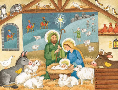 Caspari Boxed Christmas Cards, Nativity - 16 Cards (102211)