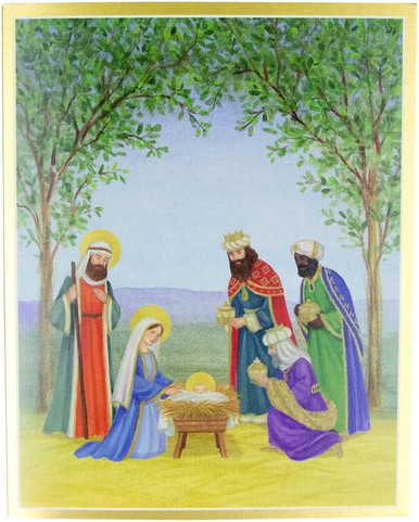 Caspari Boxed Christmas Cards, Nativity Scene - 15 Cards (104001)
