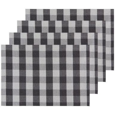 Now Designs Second Spin Placemats, Buffalo Check (Charcoal) - Set of 4 (1047015)