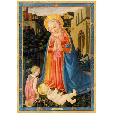 Caspari Boxed Christmas Cards, Madonna & Child w/St. John - Box of 15 cards & envelopes (105101)