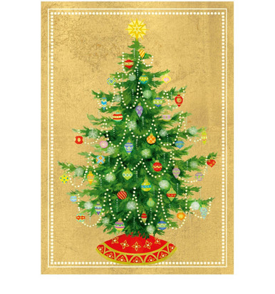 Caspari Boxed Christmas Cards, Shining Christmas Tree - Box of 15 cards & envelopes (105104)
