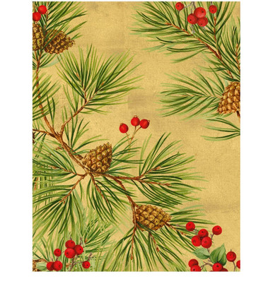 Caspari Boxed Christmas Cards, Evergreen & Berries - Box of 15 cards & envelopes (105212)