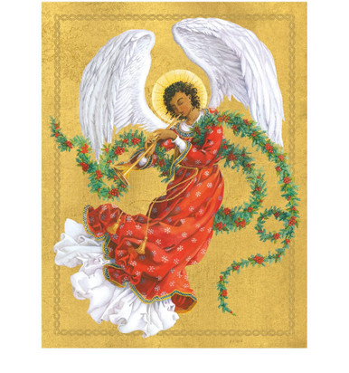 Caspari Boxed Christmas Cards, Angel with Garland - Box of 15 cards & envelopes (105302)