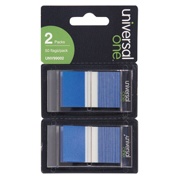 Universal UNV99002 1" x 1 3/4" Blue Page Flag with Dispenser - 2/Pack