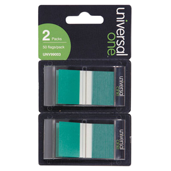 Universal UNV99003 1" x 1 3/4" Green Page Flag with Dispenser  - 2/Pack