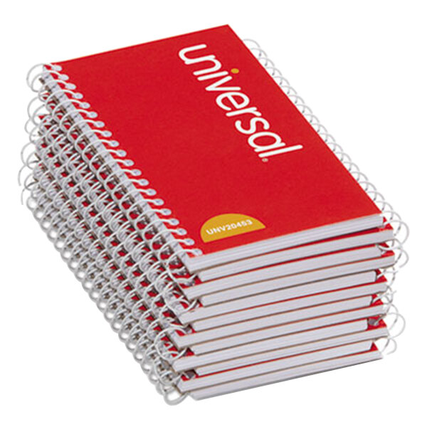 Universal UNV20453 5" x 3" Orange Side Wirebound Narrow Ruled Memo Book - 12/Pack