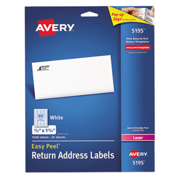 Avery® 5195 Easy Peel 2/3" x 1 3/4" Printable Return Address Labels - 1,500/Pack