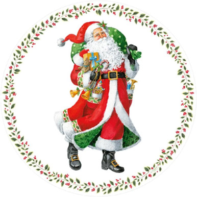 Caspari Round Paper Placemat, Jolly St. Nick (1109PPRND)