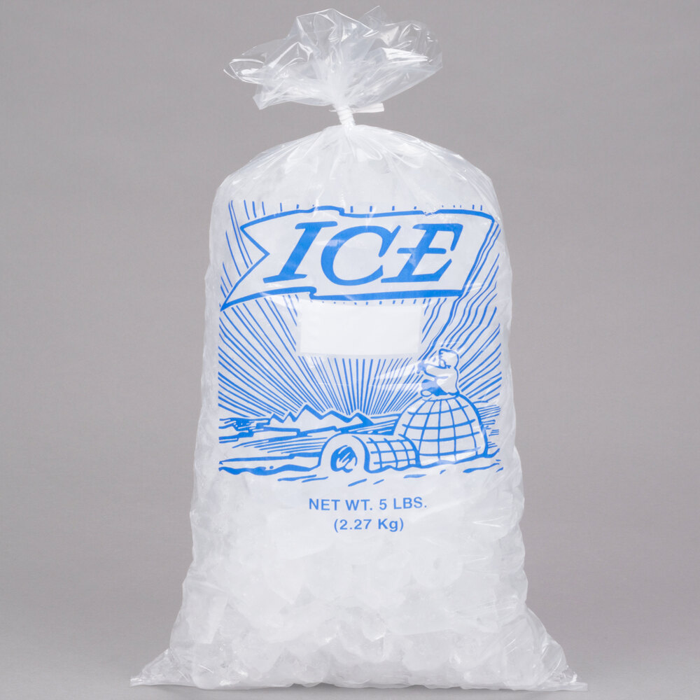 5 lb. Clear Plastic Ice Bag with Igloo Graphic - 1,000/Bundle