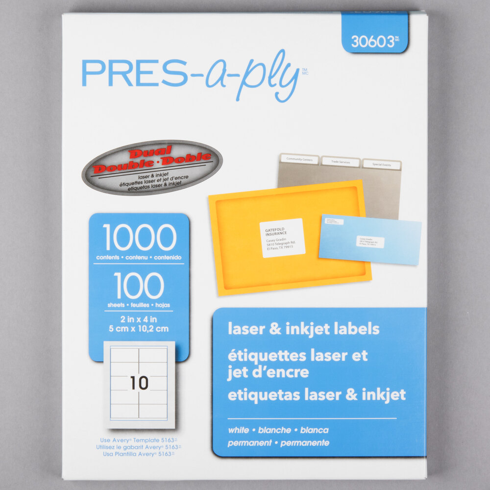 Avery® 30603 2" x 4" White Laser Shipping Labels - 1,000/Box