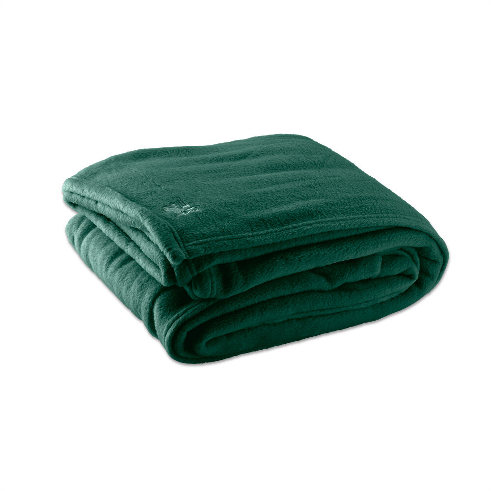 Oxford 90" x 90" Queen Size Jade Green 100% Polyester Fleece Hotel Blanket - 4/Case