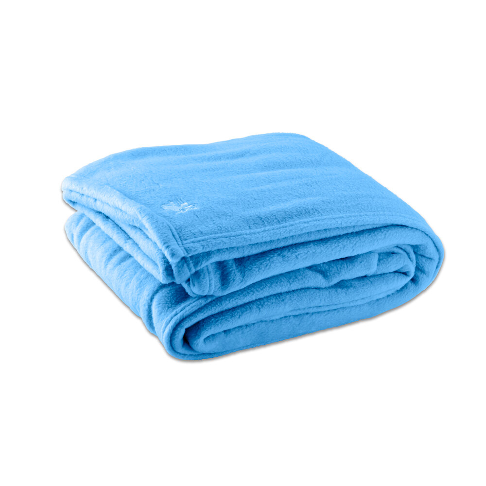 Oxford 108" x 90" King Size Light Blue 100% Polyester Fleece Hotel Blanket - 4/Case