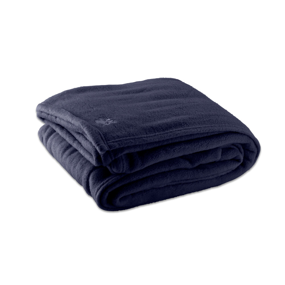 Oxford 108" x 90" King Size Navy Blue 100% Polyester Fleece Hotel Blanket - 4/Case