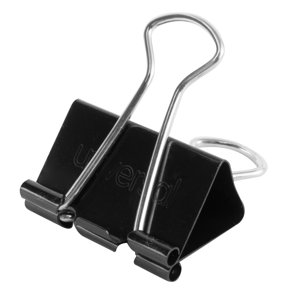 Universal UNV10210VP 5/8" Capacity Black Medium Binder Clip - 36/Box