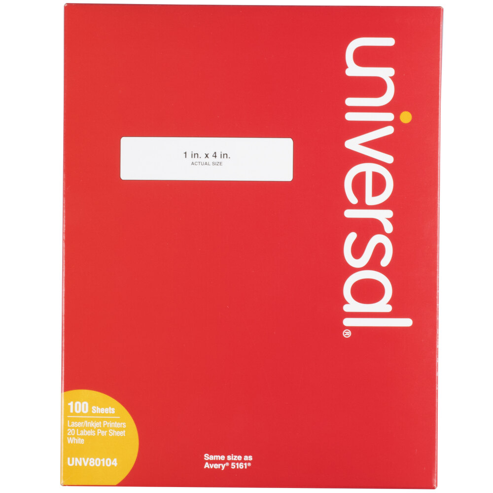 Universal UNV80104 1" x 4" White Permanent Labels  - 2,000/Box