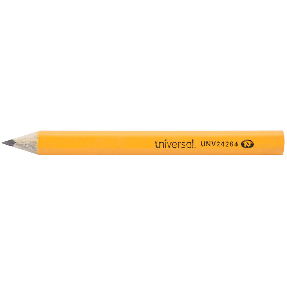 Universal UNV24264 3 1/2" Yellow Barrel HB Lead #2 Golf and Pew Pencil - 144/Box