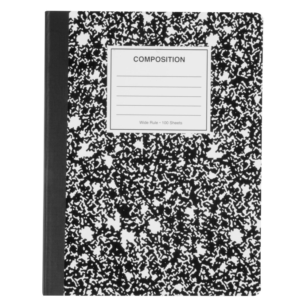Universal UNV20936 9 3/4" x 7 1/2" Black Wide Ruled Composition Notebook, 100 Sheets - 6/Pack