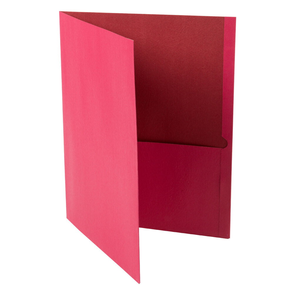 Universal UNV56611 Letter Size 2-Pocket Embossed Paper Pocket Folder, Red - 25/Box