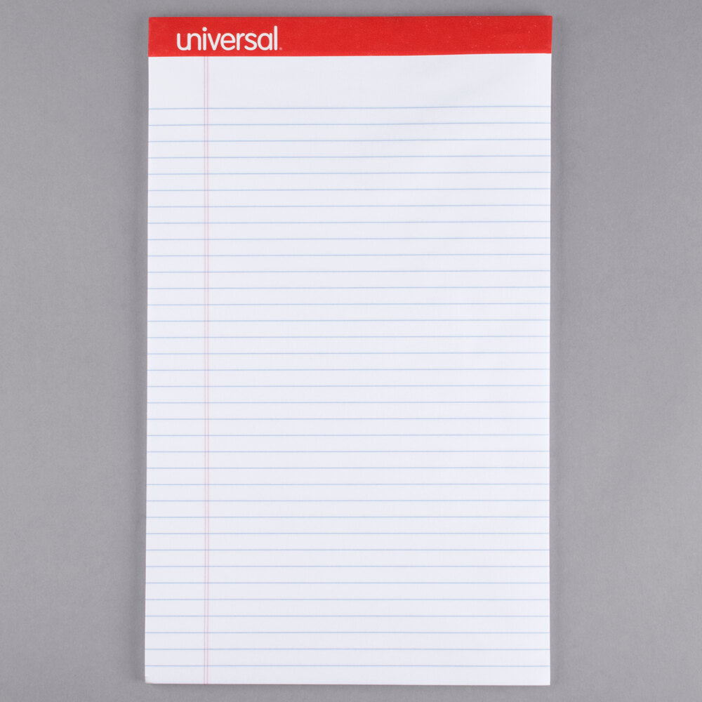 Universal UNV45000 Legal Rule White Perforated Edge Writing Pad, Legal - 12/Pack