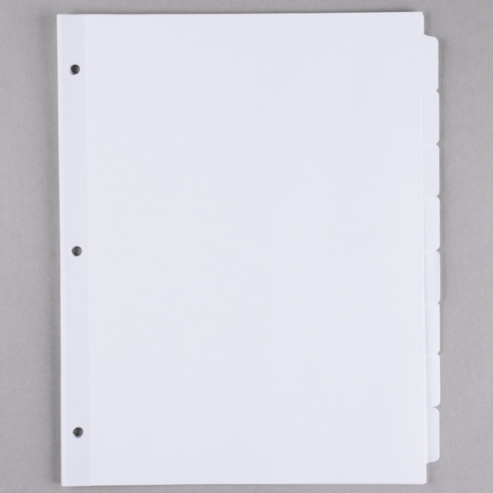 Universal UNV20845 White 8-Tab Divider Set  - 24/Box