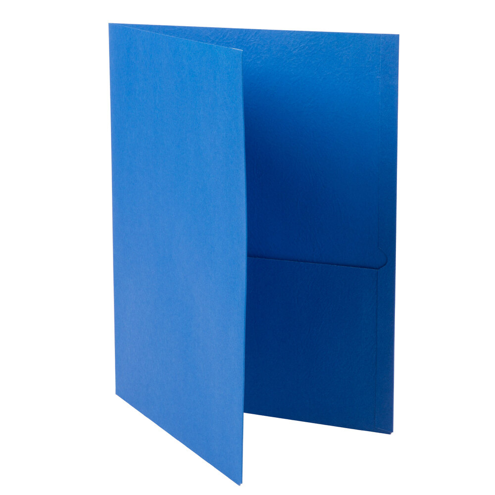 Universal UNV56601 Letter Size 2-Pocket Embossed Paper Pocket Folder, Light Blue  - 25/Box