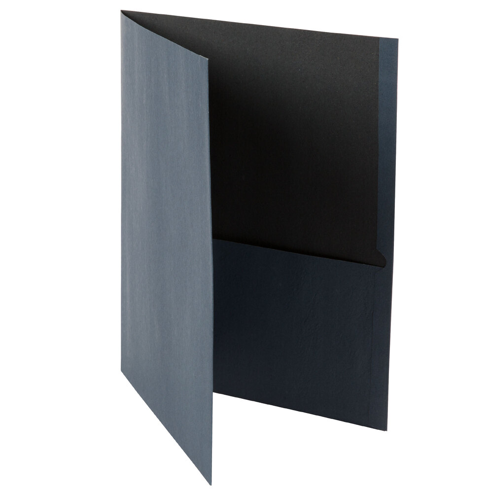 Universal UNV56638 Letter Size 2-Pocket Embossed Paper Pocket Folder, Dark Blue - 25/Box