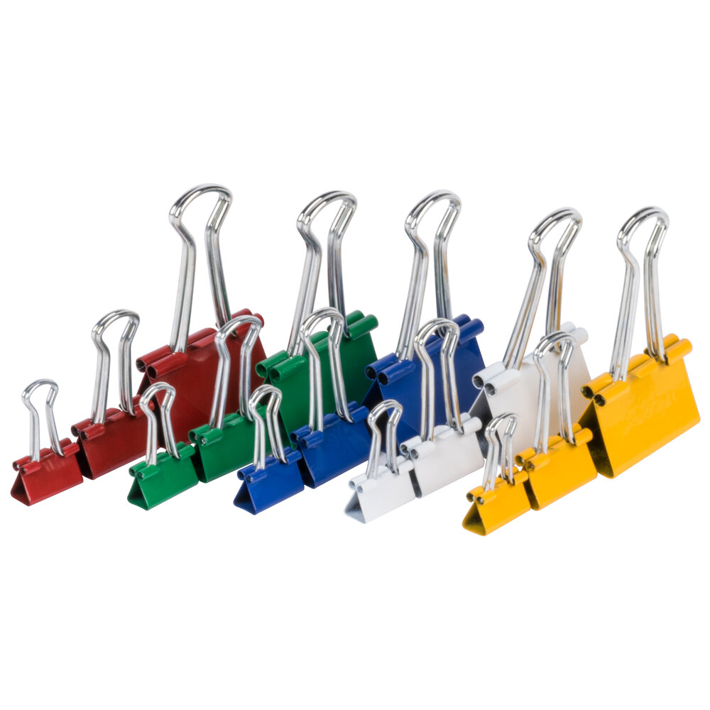 Universal UNV31026 Assorted Color Mini, Small, and Medium Binder Clips - 30/Box