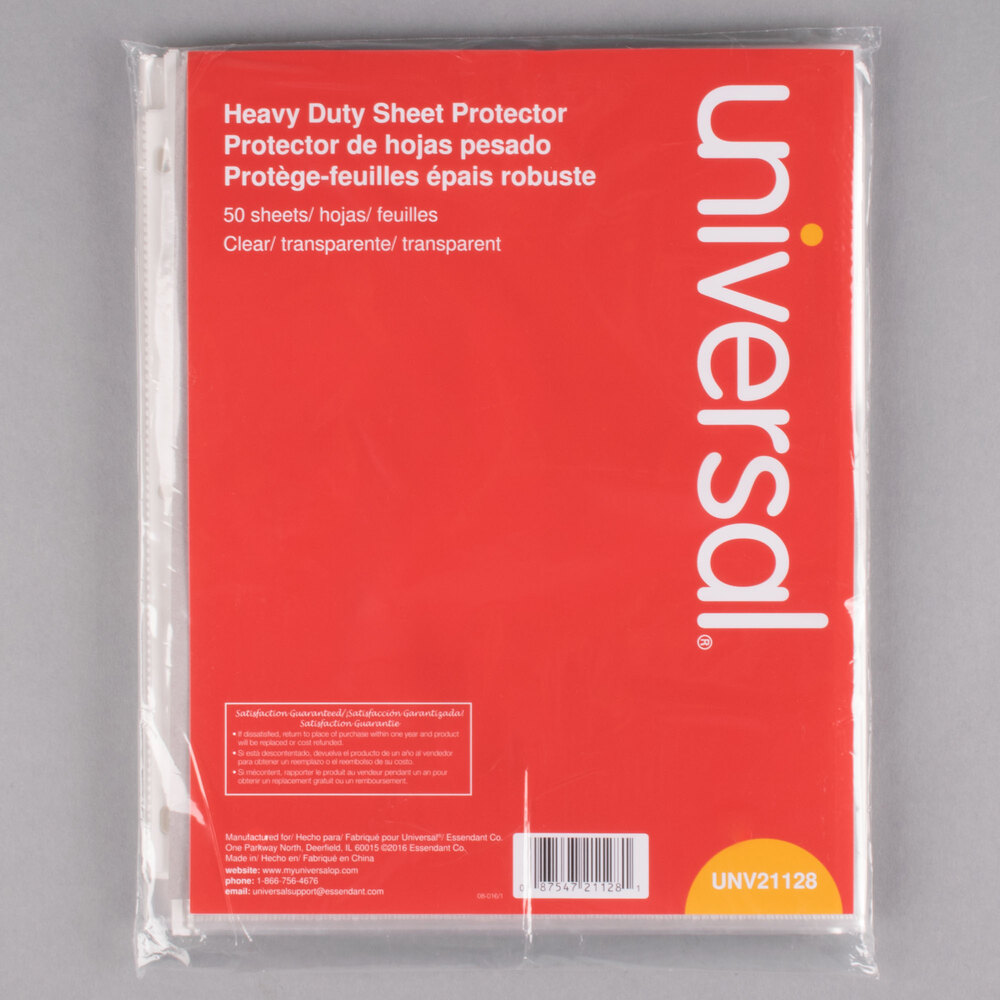 Universal UNV21128 8 1/2" x 11" Clear Heavy Weight Top-Load Sheet Protector, Letter - 50/Pack
