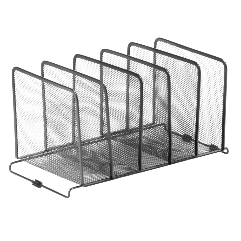 Universal UNV20001 14 5/8" x 8 1/8" x 7 1/2" Black 5 Section Stacking Mesh Sorter