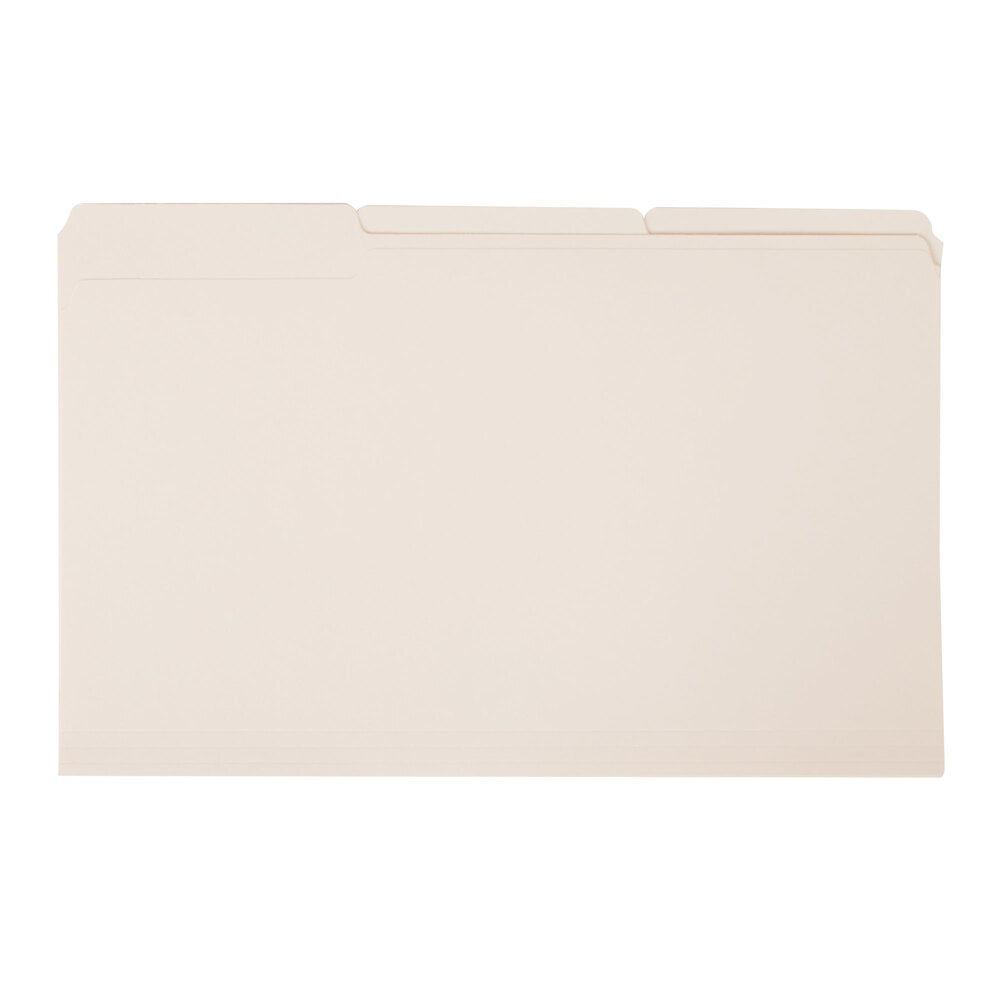 Universal UNV15113 Legal Size File Folder - Standard Height with 1/3 Cut Assorted Tab, Manila - 100/Box