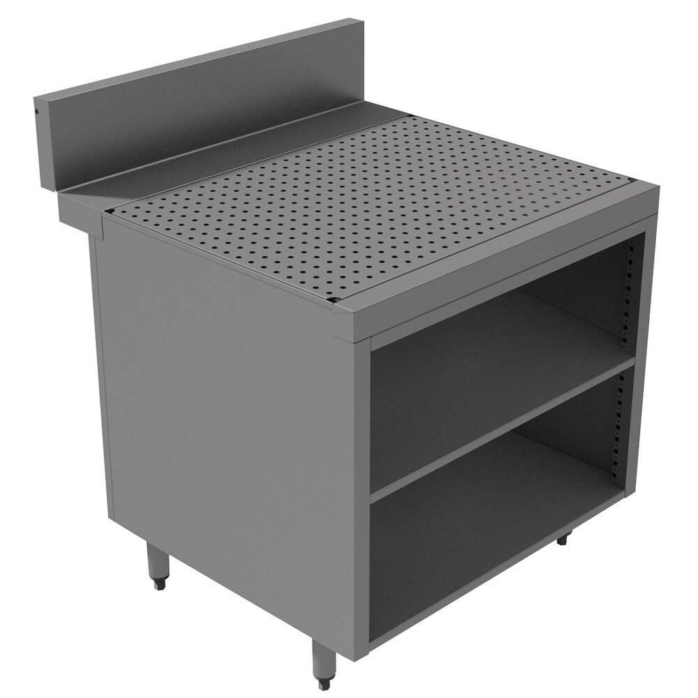 Advance Tabco PRSCO-24-12-M Prestige Series Open Stainless Steel Drainboard Cabinet with Shelf - 12" x 30"