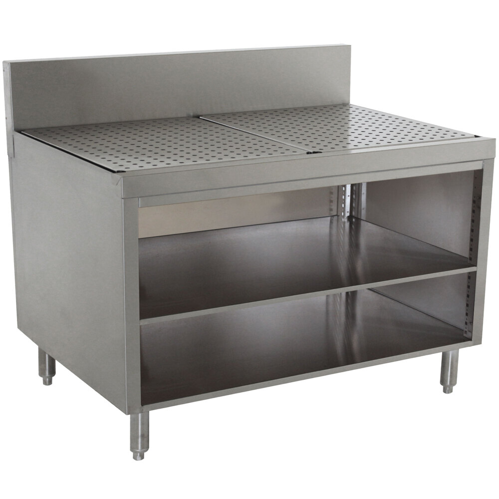 Advance Tabco PRSCO-19-42-M Prestige Series Open Stainless Steel Drainboard Cabinet with Shelf - 42" x 25"