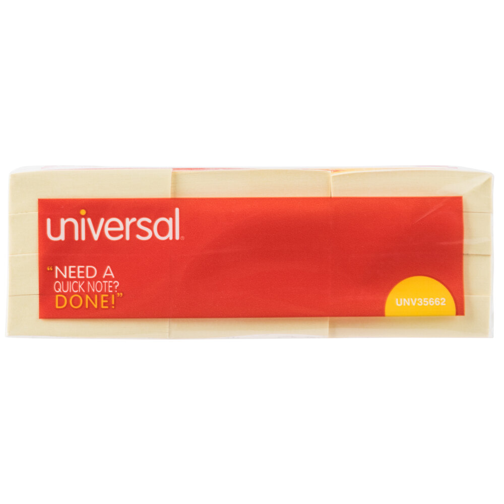 Universal UNV35662 1 3/8" x 1 7/8" Yellow Self-Stick Note - 12/Pack