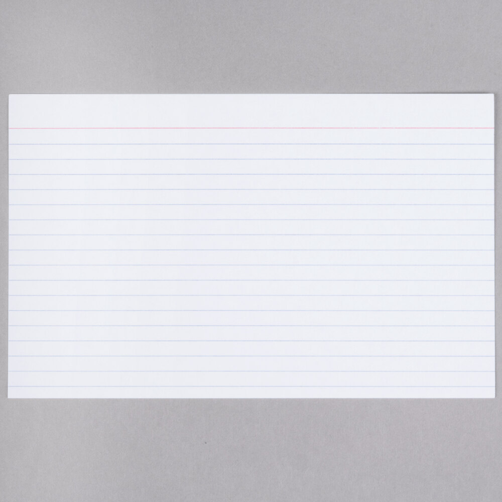 Universal UNV47250 5" x 8" White Ruled Index Cards - 100/Pack