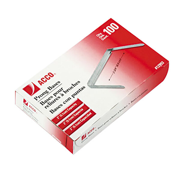 Acco 12993 2" Capacity Two-Piece Paper File Fasteners - 100/Box