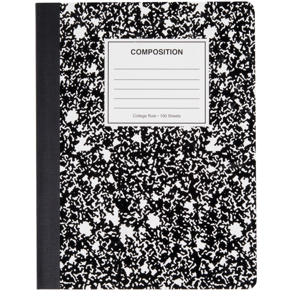 Universal UNV20940 9 3/4" x 7 1/2" Black College Ruled Composition Notebook - 100 Sheets