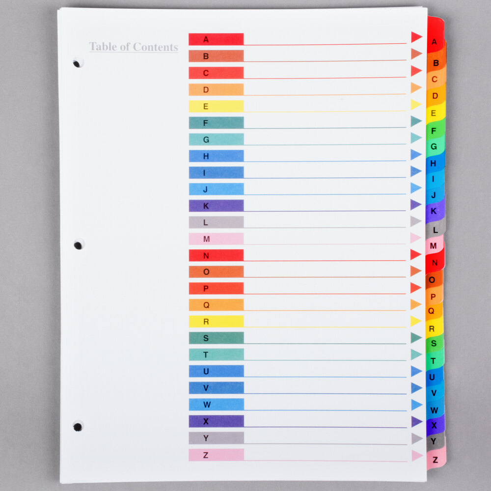 Universal UNV24812 Multi-Color A-Z Table of Contents Dividers