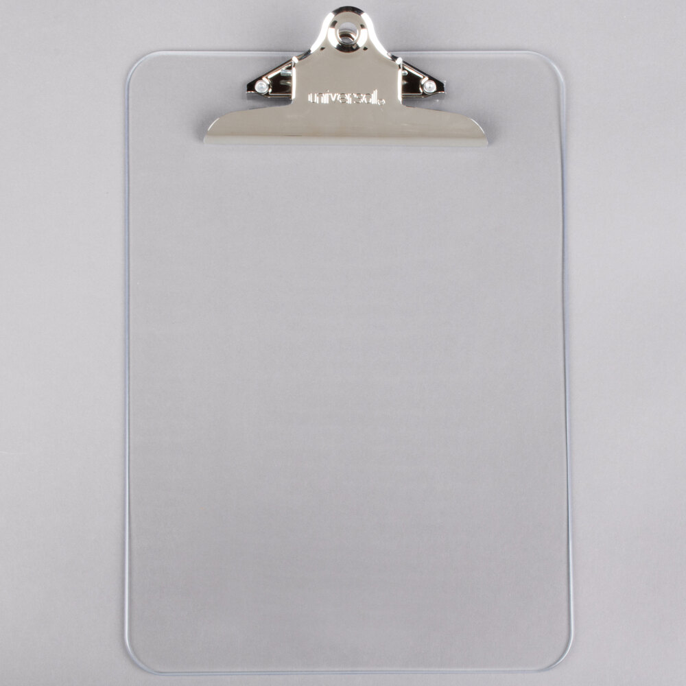 Universal UNV40308 1" Capacity 12" x 8 1/2" Clear High Capacity Clip Plastic Clipboard