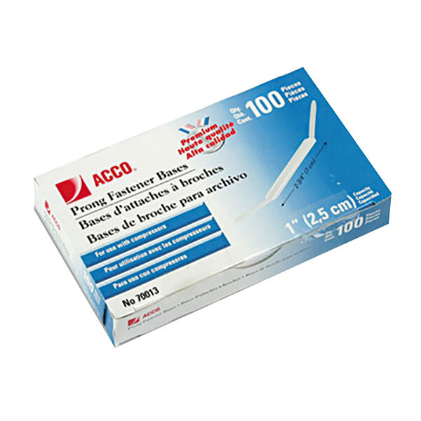 Acco 70013 1" Two-Piece Paper Fastener Prong Base - 100/Box