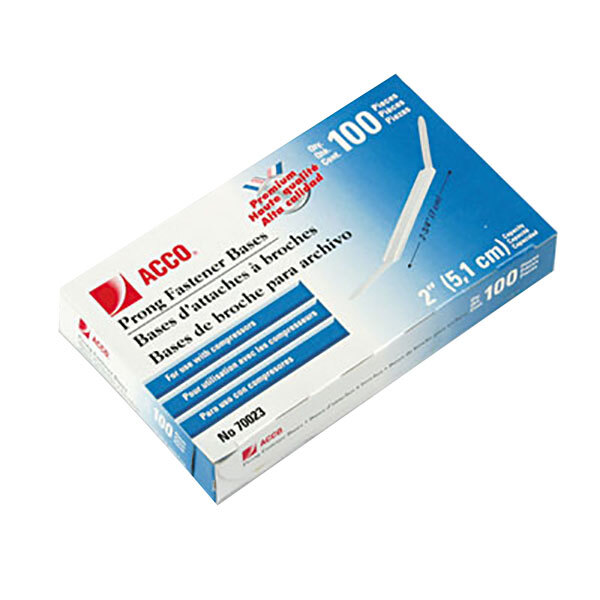 Acco 70023 2" Two-Piece Paper Fastener Prong Base - 100/Box