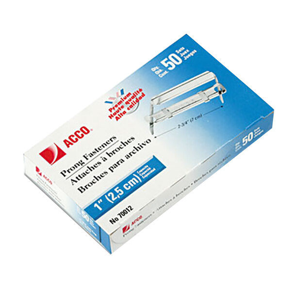 Acco 70012 1" Capacity Premium Two-Piece Paper File Fasteners - 50/Box
